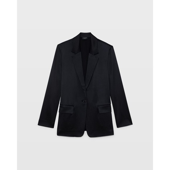 NWT Club Monaco Satin Black Relaxed Blazer One Button - Picture 1 of 13
